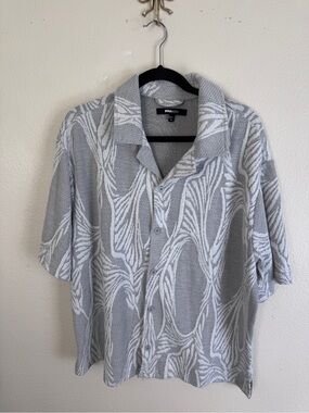 NOVA MEN Men's XL Gray/White Abstract Knit Polyester Blend Short Sleeve Shirt